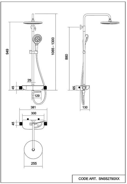 Душевая система Abelsberg Lineara SNS52791CH с термостатом цвет Глянцевый хром