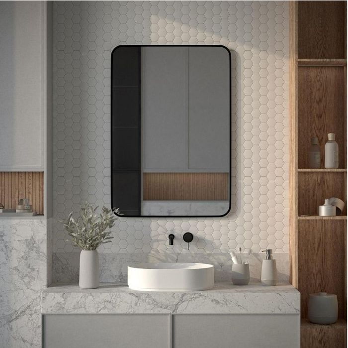 Зеркало Defesto Aura 70х100 DF 2969 с подсветкой 32W-4500K/Без выключателя/Нейтральный белый свет/Черная рама