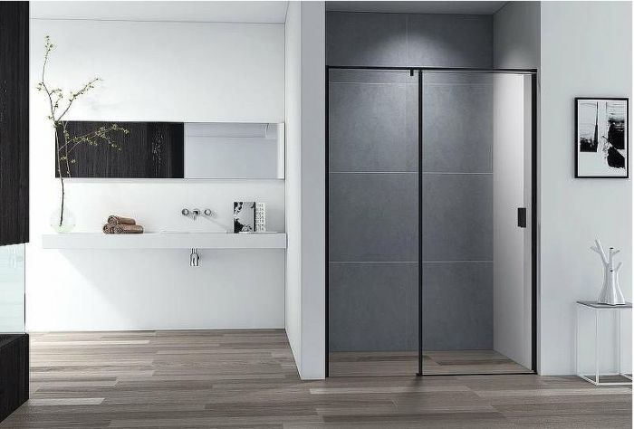 Душевая дверь Cezares Urban 150 URBAN-B-12-150-C-NERO профиль Черный матовый стекло прозрачное