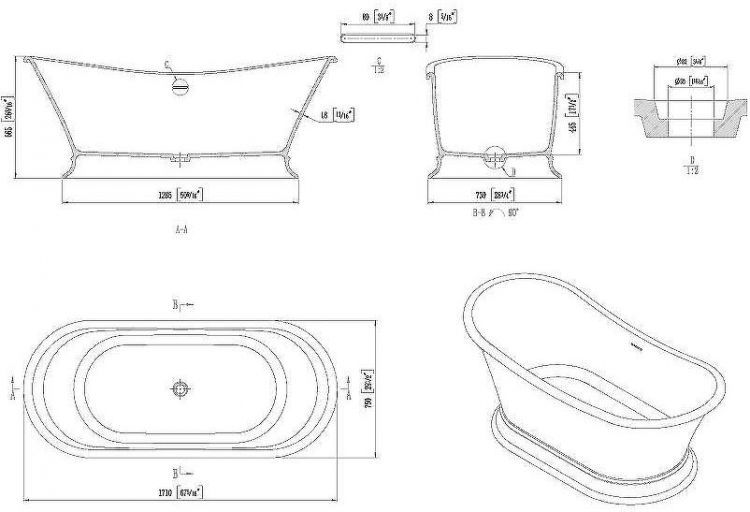 Ванна из искусственного камня Allen Brau Classic 170x75 2.35004.21 Белая матовая без гидромассажа Ванна из искусственного камня Allen Brau Classic 170x75 2.35004.21 Белая матовая без гидромассажа