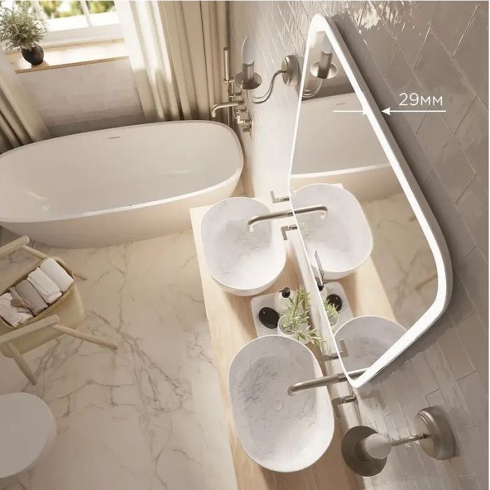 Зеркало Mixline Стив-6 80 548630 с подсветкой с сенсорным выключателем, подогревом, часами, bluetooth и термометром