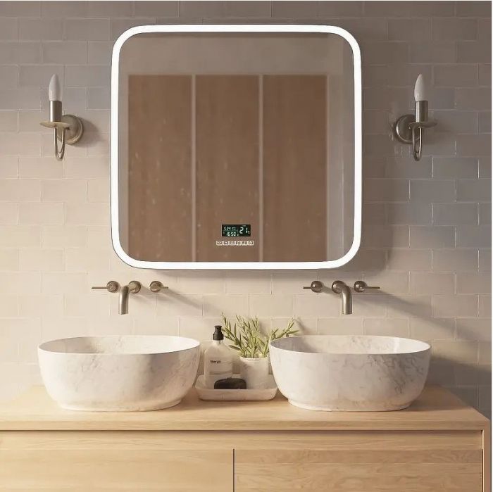 Зеркало Mixline Стив-6 80 548630 с подсветкой с сенсорным выключателем, подогревом, часами, bluetooth и термометром