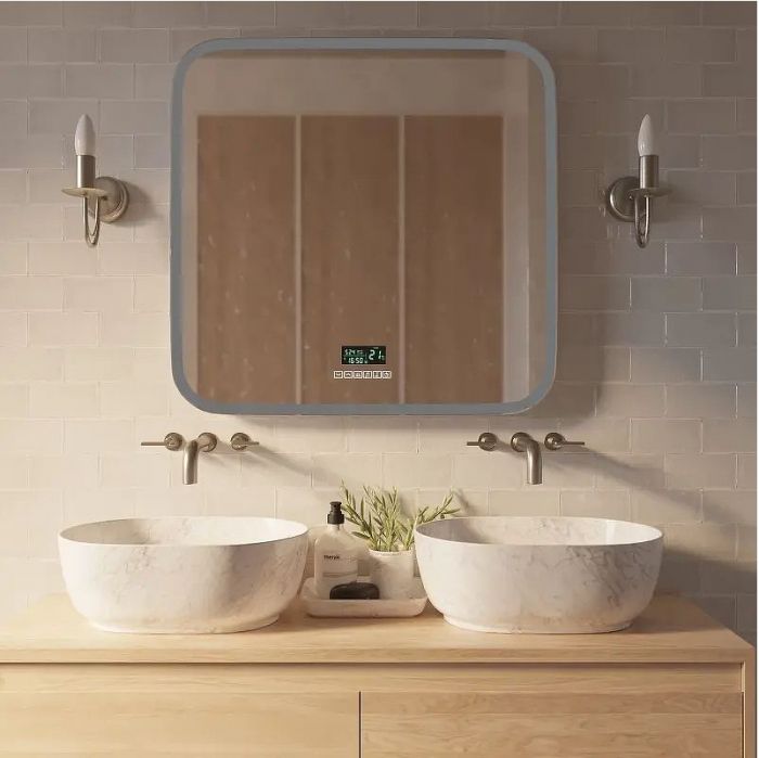 Зеркало Mixline Стив-6 80 548630 с подсветкой с сенсорным выключателем, подогревом, часами, bluetooth и термометром