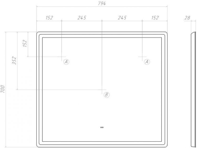 Зеркало Vigo Geometry Comfort 80 062 с подсветкой с бесконтактным выключателем и подогревом