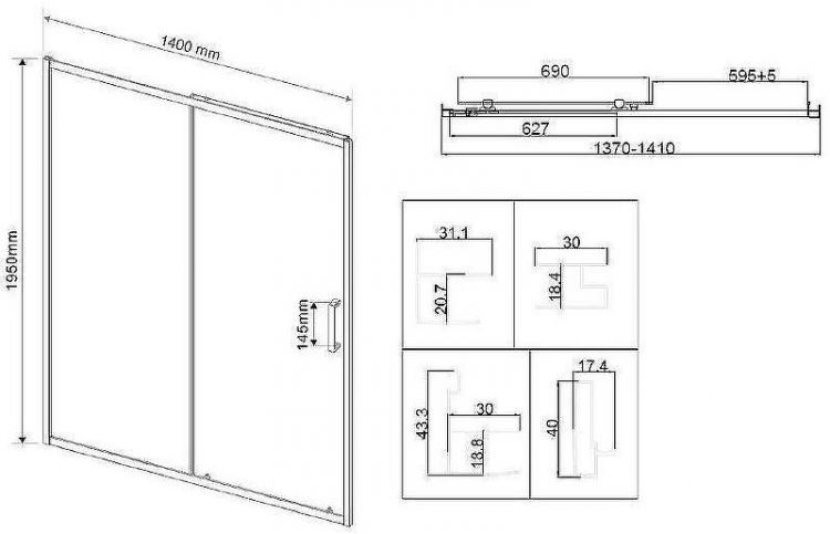 Душевая дверь Vincea City 140 VDS-5CT140MT профиль Хром стекло текстурное Душевая дверь Vincea City 140 VDS-5CT140MT профиль Хром стекло текстурное