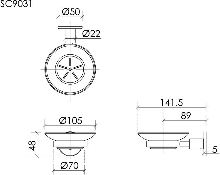 Мыльница SANCOS Base вороненая сталь, SC9031GG