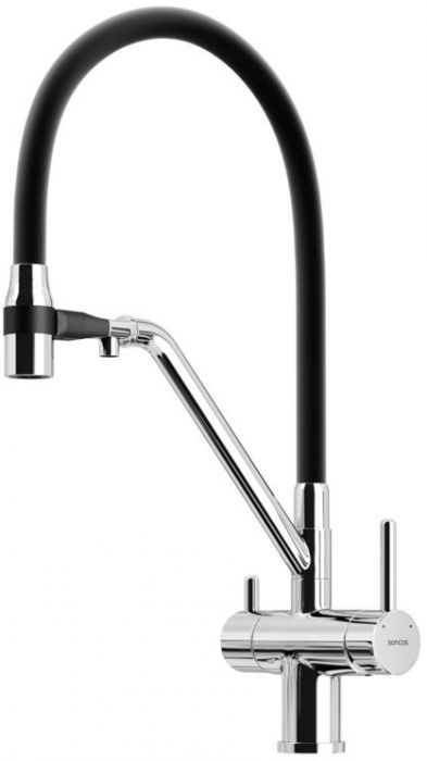 Смеситель для кухни Sancos Dora с гибким изливом, цвет хром/черный, SC4003CH