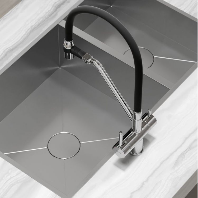 Смеситель для кухни Sancos Dora с гибким изливом, цвет хром/черный, SC4003CH