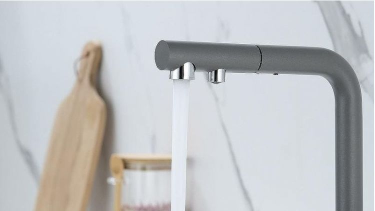 Смеситель для кухни Paulmark Serpentine Se213222-GRM Серый металлик Смеситель для кухни Paulmark Serpentine Se213222-GRM Серый металлик