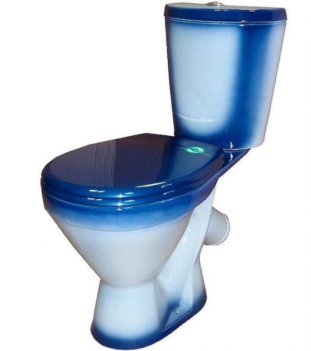 Унитаз компакт Rosa Элегант 4620008195704 Синий декор с бачком и сиденьем