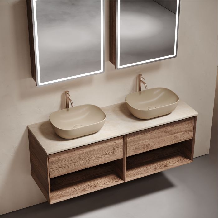 Столешница для ванной комнаты SANCOS из керамогранита SANCOS Kreman 1400х460 c отверстием под смеситель,TT140A2X