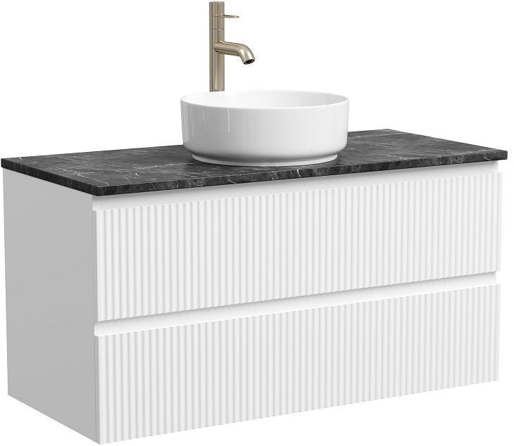 Тумба подвесная SANCOS Snob R, Bianco 995х445х500, под столешницу с отверстием под смеситель, цвет Black Sky, SNR100W