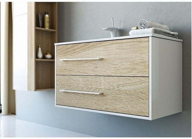 Тумба под раковину Aqwella 5 Stars Майами 90 Mai.01.09/L Дуб сонома Белая