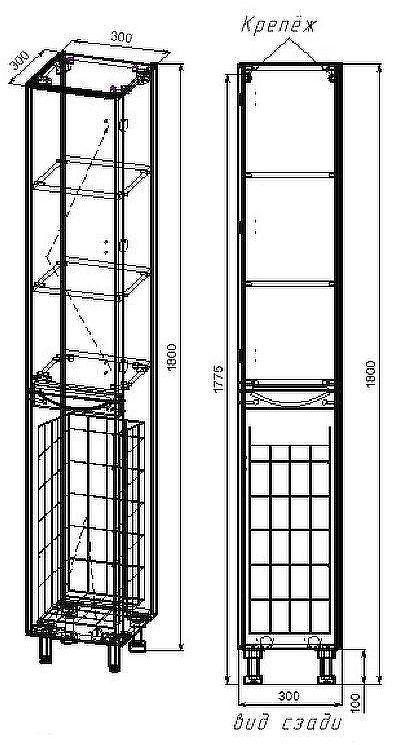 Шкаф пенал Style Line Бергамо 30 R СС-00002329 с бельевой корзиной Белый антискрейтч