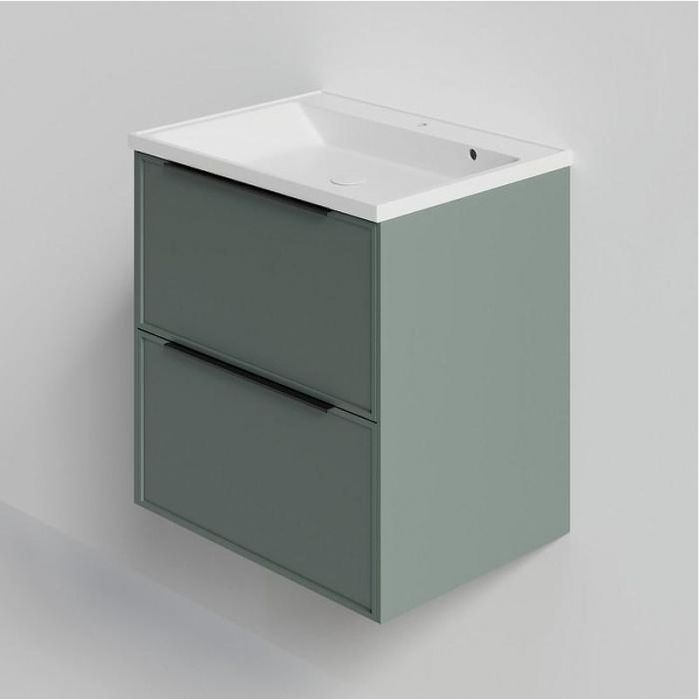 Тумба под раковину La Fenice Simpla Twin 60 FNC-01-SIM-G-60-2 подвесная Серо-зеленая