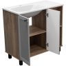 Тумба с раковиной Brevita Lumus 90 L УТ000025489 Серая матовая Дуб Галифакс олово