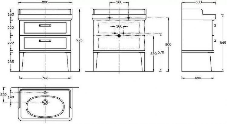 Тумба под раковину Kerama Marazzi Pompei 80 PO.M.80.2\BLK цвет Белый глянцевый