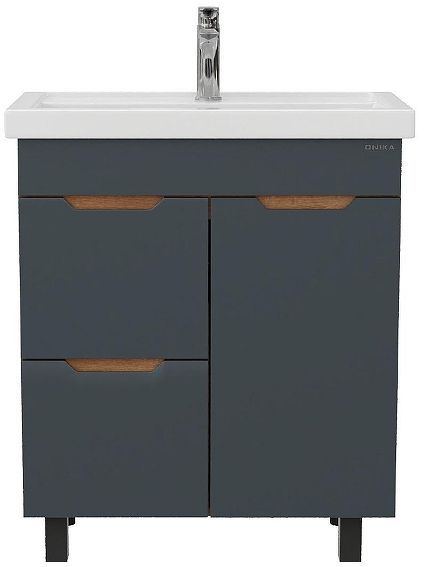 Тумба под раковину Onika Айленд 70 107069 с бельевой корзиной цвет Дуб крафт золотой Графит
