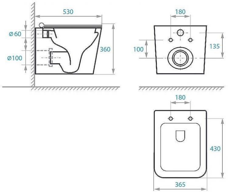 Унитаз Koller Pool Kvadro KR-0530-RW подвесной с сиденьем Микролифт