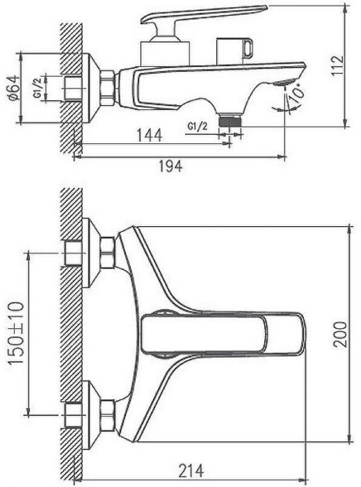 Смеситель для ванны Haiba HB60548-7 Черный Хром