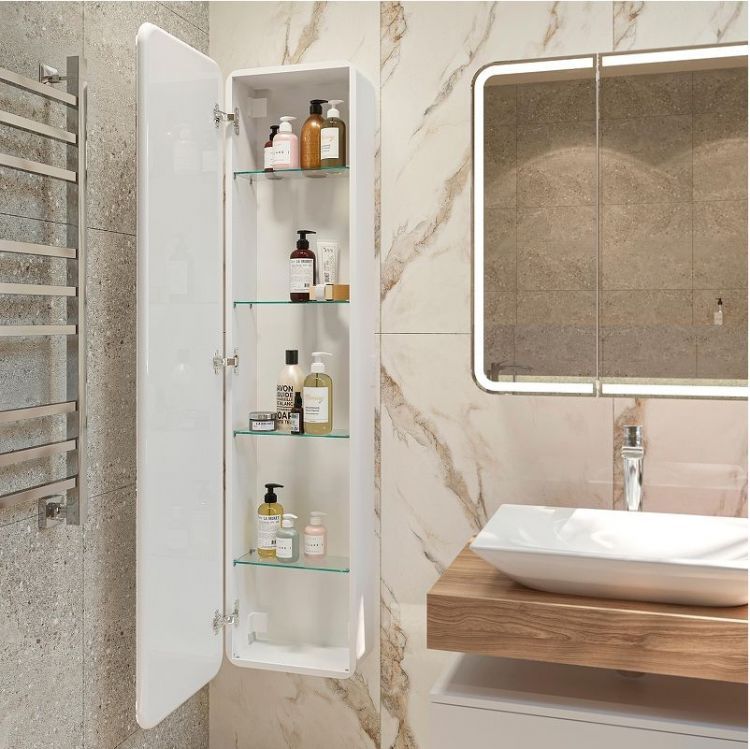 Шкаф пенал STWORKI Ольборг 40 МВК081 подвесной с подсветкой цвет Белый