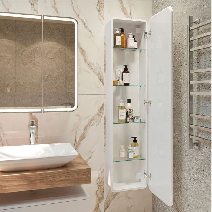 Шкаф пенал STWORKI Ольборг 40 МВК081 подвесной с подсветкой цвет Белый