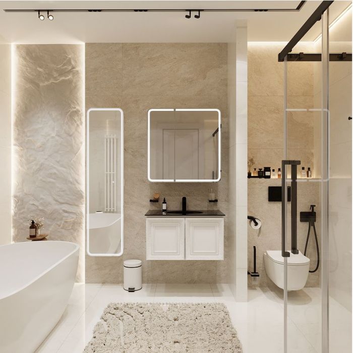 Шкаф пенал STWORKI Ольборг 40 МВК081 подвесной с подсветкой цвет Белый