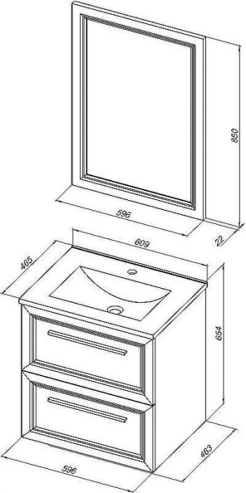 Комплект мебели для ванной STWORKI Эстерсунд 60 440919 подвесной Белый матовый