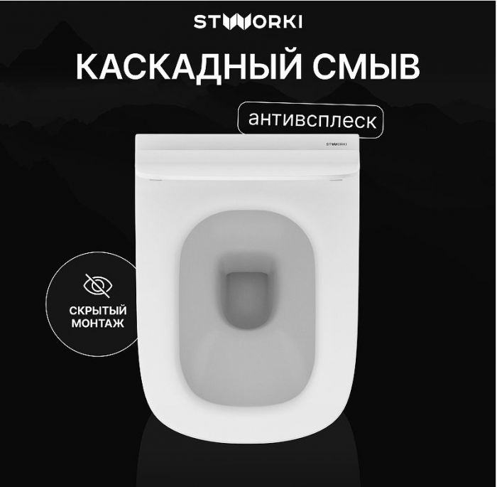 Унитаз STWORKI Олланд S01401WH подвесной цвет Белый с сиденьем Микролифт