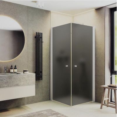 Душевой уголок Maybah Glass MGY-1299-1 900x900x1980 на монопетлях Белый стекло графитовое матовое