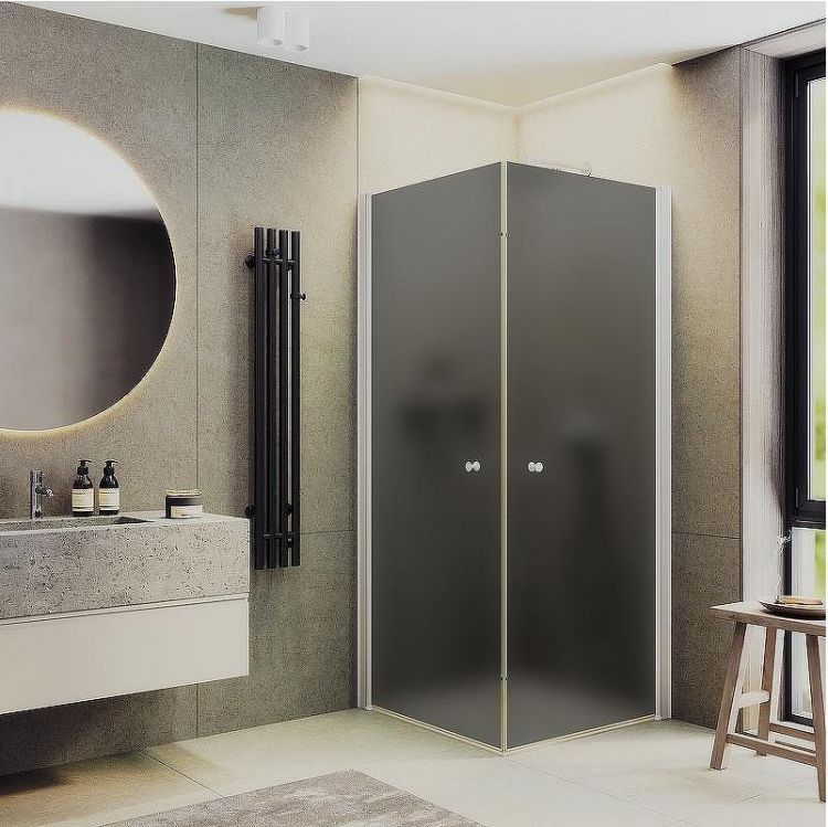 Душевой уголок Maybah Glass MGY-1299-1 900x900x1980 на монопетлях Белый стекло графитовое матовое