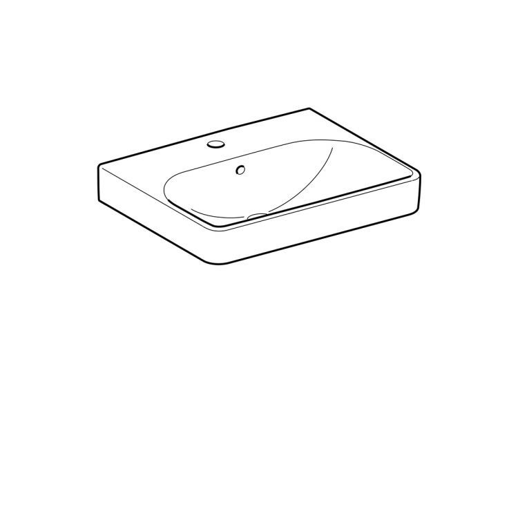 Раковина Geberit Smyle Square 55х44 см, с отв. под смеситель, с отв. перелива [500.259.01.1]