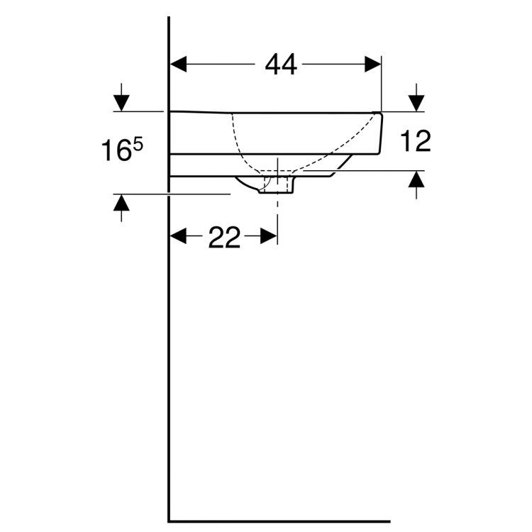 Раковина Geberit Smyle Square 55х44 см, с отв. под смеситель, с отв. перелива [500.259.01.1]