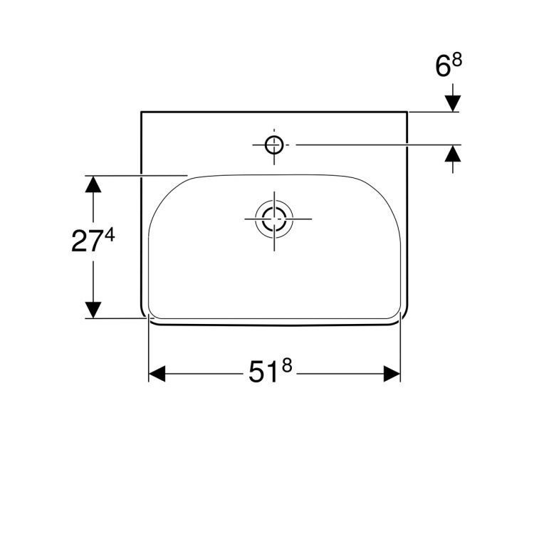 Раковина Geberit Smyle Square 55х44 см, с отв. под смеситель, с отв. перелива [500.259.01.1]