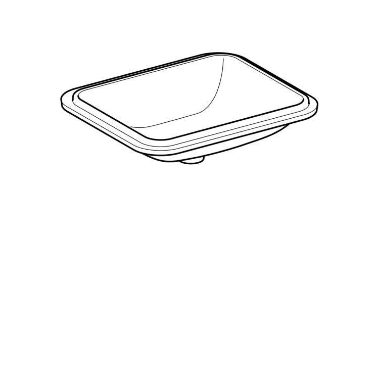 Раковина Geberit VariForm с установкой под столешницу прямоугольной формы, T1=50х40 см, без отв. под смеситель, без отв. перелива [500.766.01.2]