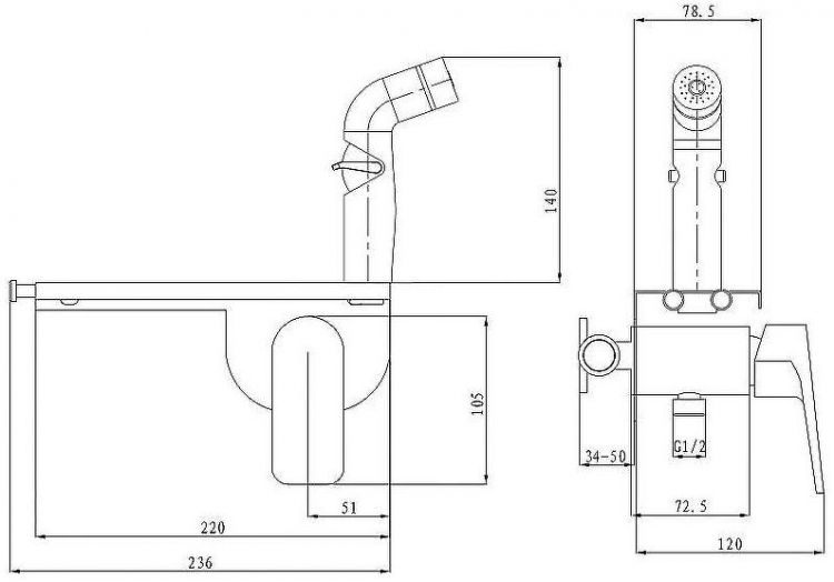 Гигиенический душ со смесителем ESKO Mexico SMHMX Хром Гигиенический душ со смесителем ESKO Mexico SMHMX Хром