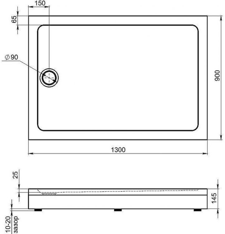 Акриловый поддон для душа Bas Олимпик 130х90 ПН00059 Белый