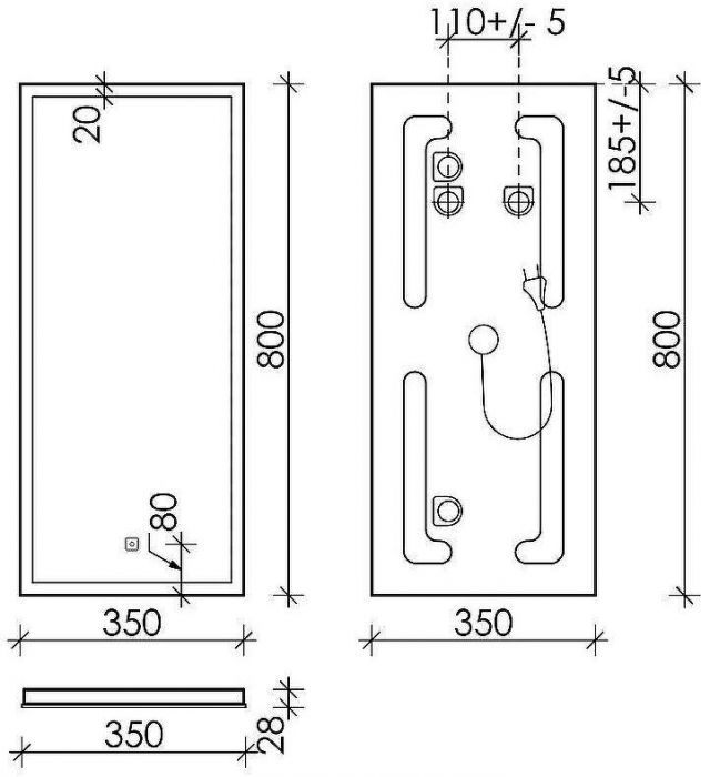 Зеркало Sancos Polo 35 PL35 с подсветкой с сенсорным выключателем