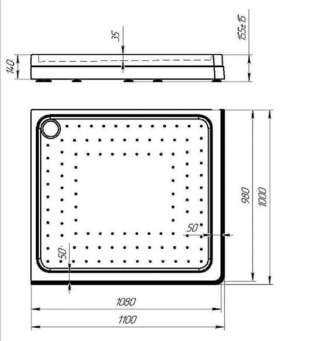 Акриловый поддон для душа Radomir 110x100x17 L 1-11-0-1-0-123 Белый