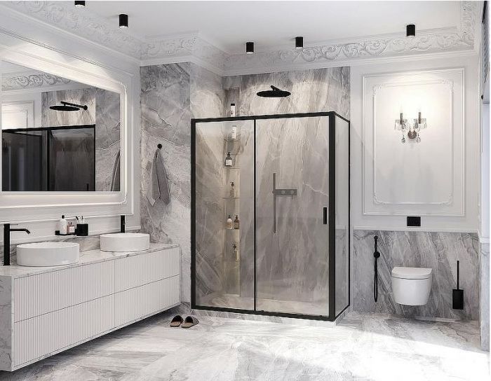 Душевой уголок Ambassador Forsa 100х120 17021216AB-120AB профиль Черный стекло прозрачное