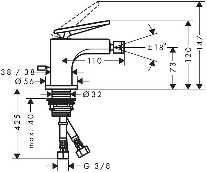 Axor Citterio Смеситель для биде, 1 отв., с текстурой, цвет: хром