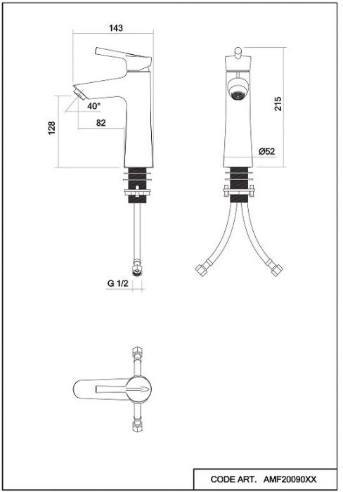 Смеситель для раковины Abelsberg Solida AMF20090MB цвет Вулканический черный
