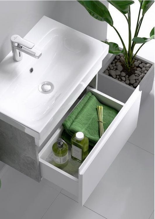 Тумба под раковину Aqwella Smart 60 SRT0106BS подвесная Бетон светлый Тумба под раковину Aqwella Smart 60 SRT0106BS подвесная Бетон светлый