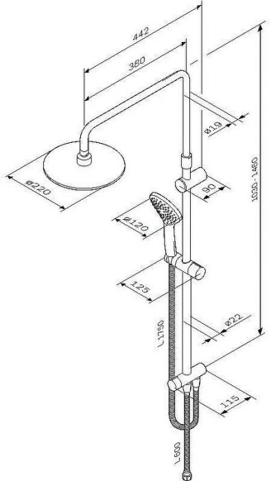 Душевая система AM.PM Gem F0790000 Хром