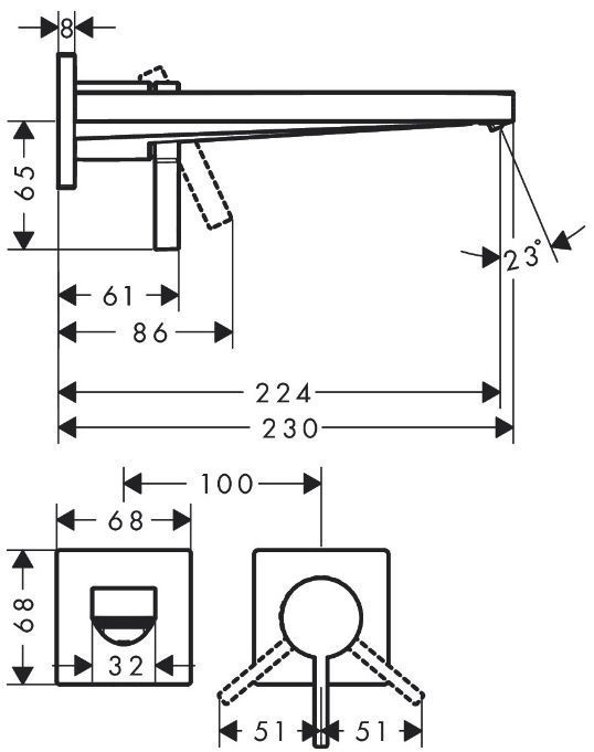 Hansgrohe Tecturis E Смеситель для раковины, настенный, цвет: черный матовый