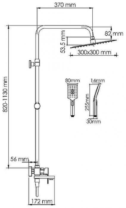 Душевая система WasserKRAFT Abens A277.162.130.BM Черная матовая