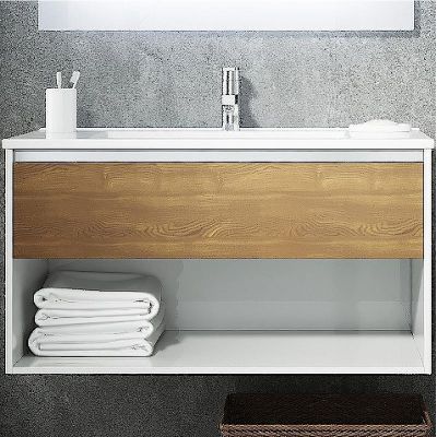 Тумба с раковиной SanVit Контур 75 kkont075mk подвесная Кофейный Белая глянцевая