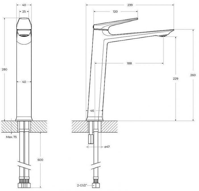 Смеситель для раковины Cezares Liner LINER-LC-01-W0 Хром