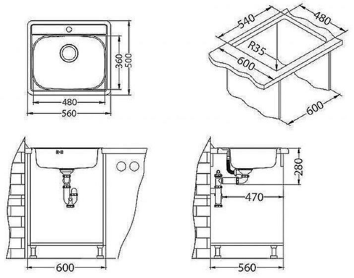 Кухонная мойка Alveus More 10 LEI-90 560x500 1103106 Перфорированная сталь Кухонная мойка Alveus More 10 LEI-90 560x500 1103106 Перфорированная сталь
