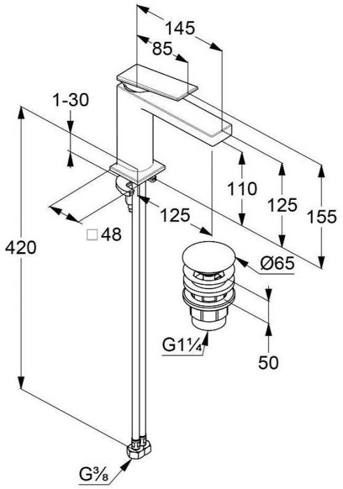 Смеситель для раковины Kludi Decus 54289N075 Золото брашированное